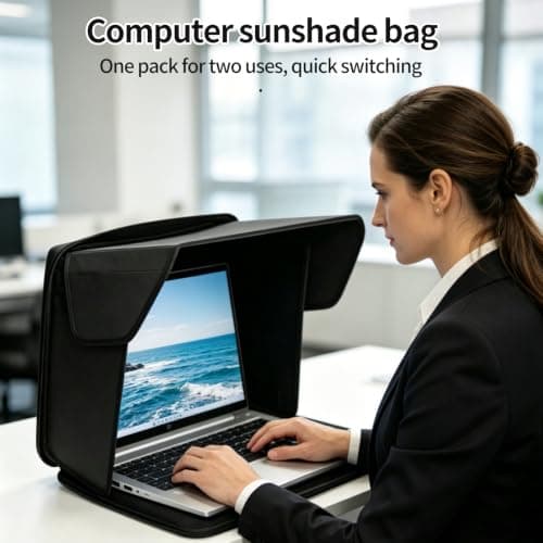 Laptop Sun Shade, Black Sunshade Fits 15-16in Laptops — view 3