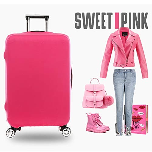 HomDSim Travel Spandex Luggage Protector Anti-dust Luggage Cover Solid Color Suitcase Cover (S, Rose) — view 2