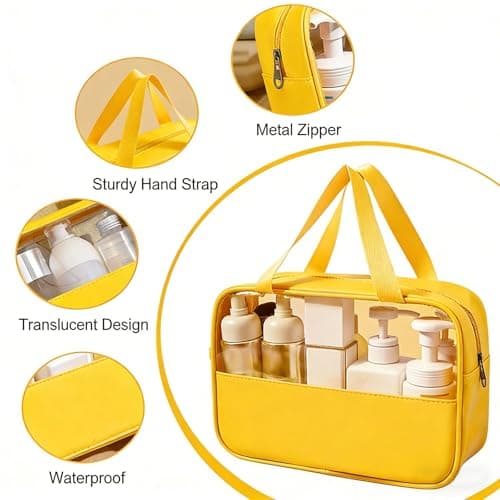 Clear Travel Toiletries Bag, 3Pcs Portable Travel Toiletry Bag(Yellow) — view 3