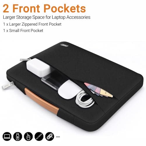 TECOOL 14 Inch Laptop Sleeve Protective Case with Handle and Pockets — view 4