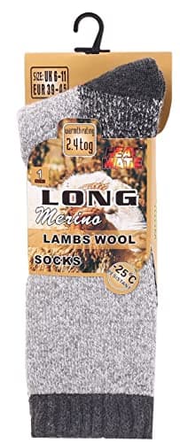 reshmena® Men Merino Wool socks Mens winter Socks warm breathable mens thermal sports socks cushioned sole 2.4 TOG UK Size 6-11 (UK, Numeric, 6, 11, Regular, Regular, Silver (1Pair)) — view 2