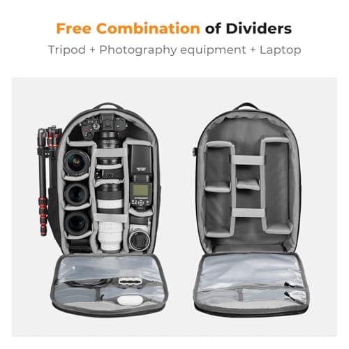 K&F CONCEPT Camera Backpacks for Photographers Travel Bag for Tripod Camera Lence Accessory with laptop compartment and Rain Cover Waterproof Multi-Functional Camera Bags for Dslr Cameras — view 2