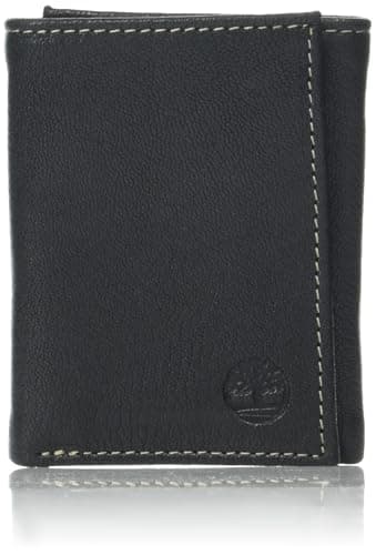 Timberland Men's Leather RFID Blocking Trifold Wallet Travel Accessory-Tri-Fold, Black, One Size
