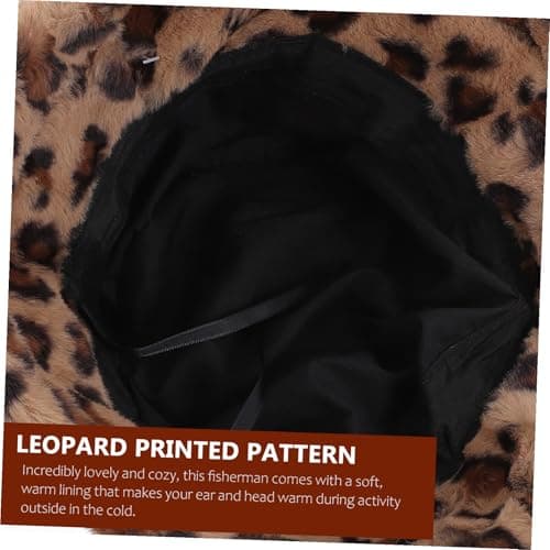 Abaodam Plush Warm Bucket Hat for Women, Leopard Print Fisherman Cap, Medium Size 56-58cm, Autumn Winter Travel Accessory Brown — view 3
