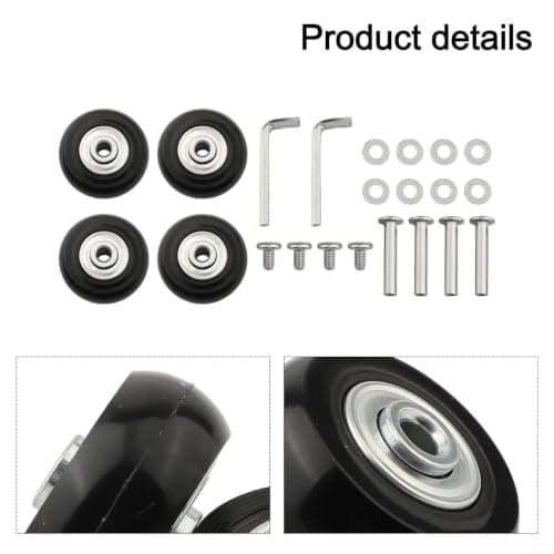 4 Pcs Luggage Wheels, Rubber Suitcase Replacement Wheels With — view 2