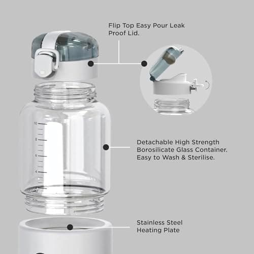 Cherub Baby Anywhere Portable Baby Bottle Warmer | 300ml Cordless Travel Milk Warmer with Borosilicate Glass | Fast Rechargeable Battery-Operated Baby Bottle Heater — view 5