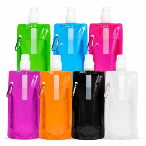 7 Foldable Water Bottles with Carabiner Clip 500ml Collapsible Flasks