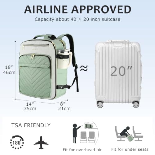 VANKEAN 40L Laptop Backpack Women Large Capacity College Travel GREEN — view 2