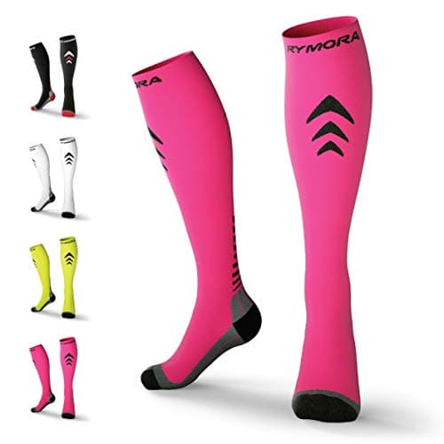 Compression Socks for Women and Men (Pair) (Cushioned) (Pink) (Small) [S]