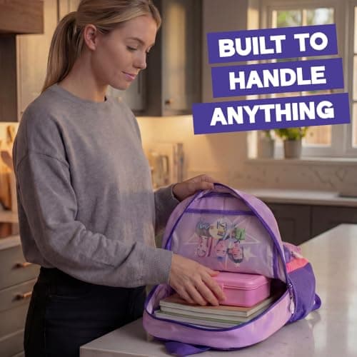 KPop Demon Hunters Huntrix Girls Pink Backpack | Cartoon Character School Bag with Zipper Closure | HUNTRIX Streetwear Rucksack for Kids | K-Pop Demon Hunters Merch — view 4