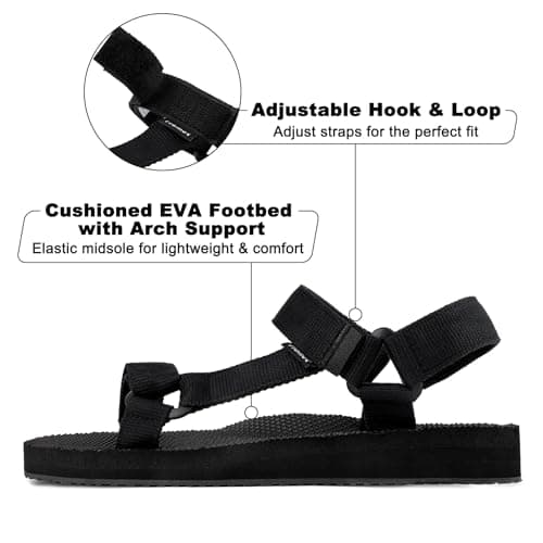 riemot Summer Sandals for Women, Comfort Breathable Beach Casual Walking Sandal, Arch Support Slides with Adjustable Buckle Straps, Anti-slip Outdoor Sports Lightweight Sandals, Black UK4/EU37 — view 4