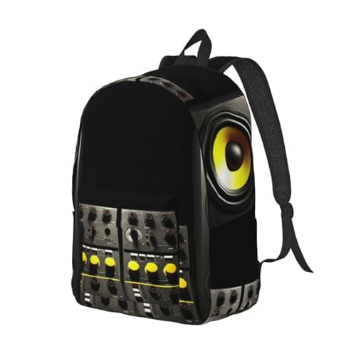NSDdefAWCGT Canvas Backpack for Women Men black and yellow speakers Casual Daypack Laptop Bag Travel Hiking Camping Rucksack — view 2