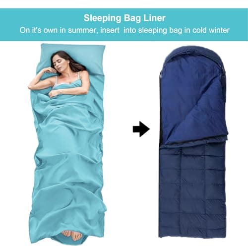 BREENHILL Sleeping Bag Liner, Travel Sheet with Zip, Glacier Blue 80cm — view 5