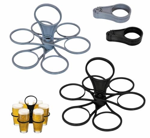 2 Pcs Drinks Carrier, Foldable 6-Cup Drink Holder Black and Grey