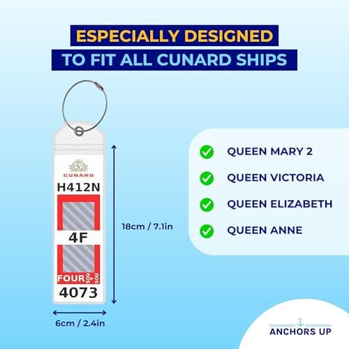 Cunard Cruise Luggage Tag Holders [4 Pack] – Waterproof, Durable Plastic with Steel Loops – Fits All Cunard Ships for Cruising in 2026, 2027 and 2028 – Cruise Essentials by Anchors Up — view 3