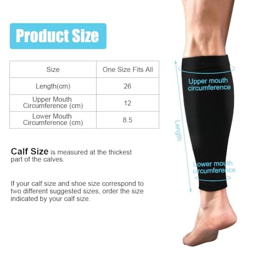 ACWOO Calf Support Compression Sleeves for Women Men, 1 Pair 15-21mmHg Class 1 Shin Splints Brace Support for Torn Muscle Pain Relief, Cramps, Sprains, Footless Leg Socks for Running Sports Flight — view 3