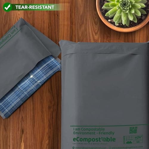 50 Mixed Compostable Mailing Bag Poly Postal Self Seal Bags 4 Sizes 10-15 from Each iSOUL Small to Large Mailing Bags Postage Packaging Assorted Mailers Posting Shipping Post Parcels Package Bag — view 2