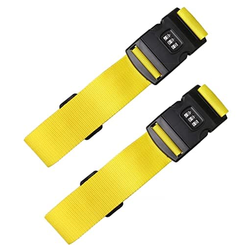 2 Pack Luggage Straps With Combination Lock, Yellow Packing Belt, 2"x78.7"