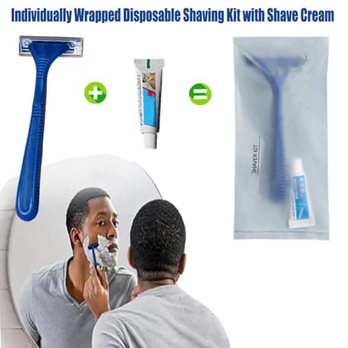 20Pack Luxury Sensitive Skin Travel Disposable Razors Kit with Shave Cream; Individually Wrapped; Clean and Hygienic; Guest Shaving Razor for Hotel, Salon,Spa,Home Care and Travel — view 3