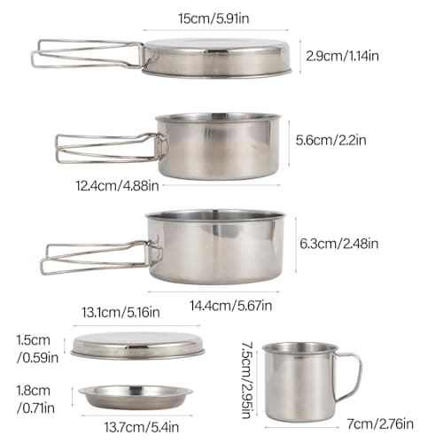 8pack Compacts Folding Cookware Outdoor Cooking Tableware Frying Pan for Hiking and Camping — view 5