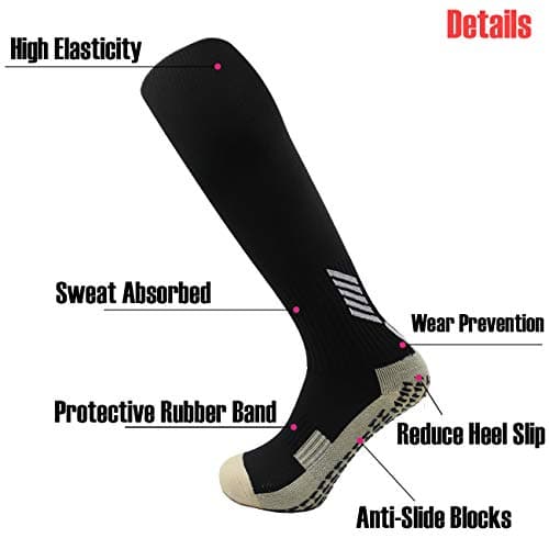 Dee Plus Kids Socks Anti Slip Boys Girls Football Socks Children Non-Slip Long Compression Sports Socks Rubber Pads Soccer Basketball Socks Running Outdoor for Age 6-11 (Black) — view 4