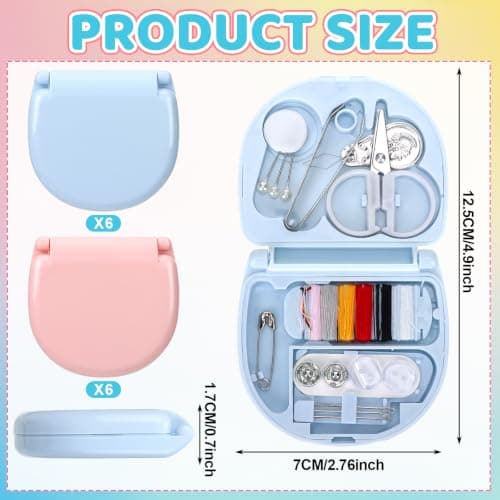 12 Pieces Mini Portable Sewing Kit Compact Emergency Clothes Repair Set — view 2