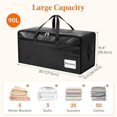 Lifewit 6 Pack Large Moving Bags with Lids and Sturdy Handles, Black — view 2