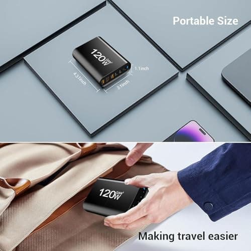 USB C Charger 120W, GaN 6 Ports USB Charging Station with 3 Type-C and 3 USB A, Fast Charging Multiport Wall Power Adapter for lPad lPhone 14 13 12 11 Pro Max, Galaxy Android Phones, Ma c — view 4