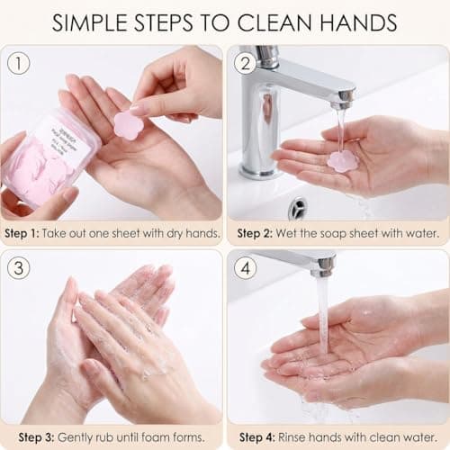 Portable Hand Washing Soap Sheets, 4 Pack Scented Mini Disposable Soap for Travel, Camping and Hiking, Kids Friendly Soluble Paper Soap for Outdoor Activitie(Mix) — view 3