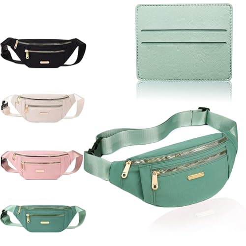 BAIYSFFG Fanny Pack Fashionable Waist Bag Unisex Fashion Waist Bag Casual Travel Bum Bag with 3 Zipper Pockets for Women Men Sports Running Hiking Jogging (Green 1)