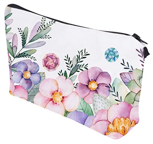 FAVORTALK Cosmetic Bags Floral Toiletry Bags Portable Make Up Bags for Women Girls Wash Bags with Zipper Waterproof Travel Makeup Pouch B0906 — view 4
