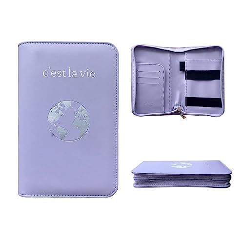 Phone Charging Passport Holder - Travel Wallet with Removable Power Bank holds money, cards, phone, travel docs- RFID Blocking - Compatible with All Phones - Travel Accessories, Lavender, Phone — view 4