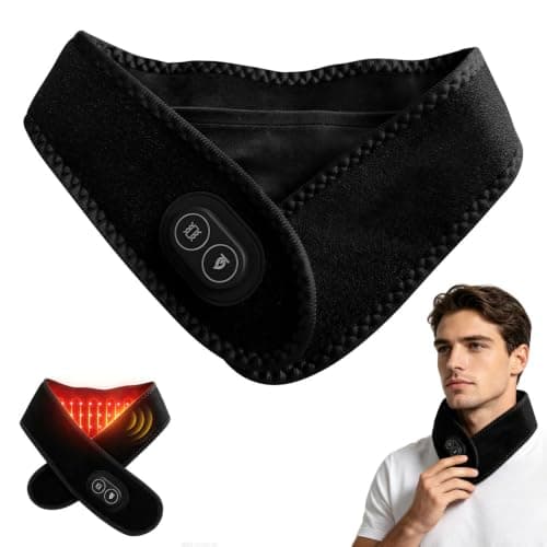 67×14.5CM Black Neck Heating Pad with Vibration, Cordless Heating Pad Wrap