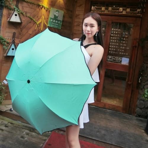Maibar Sun Umbrella for Women UPF 50 UV Umbrella spf 50 Compact Lightweight Mini Umbrellas Flower (Z-Mint Green) — view 3