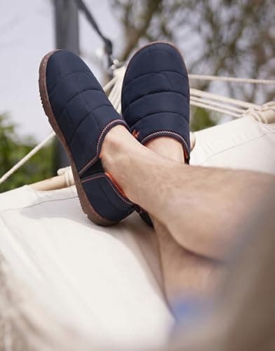 VeraCosy Men's Quilted Slippers Anti Skid Outsole Outdoor Navy,8-9 UK — view 2