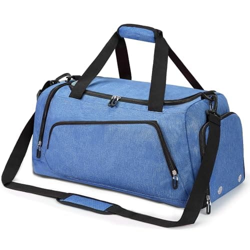 Gym Bag with Shoe Compartment & Wet Pockets for Men/Women,Sports Duffle Bags for Workout/Fitness/Travel (Blue, 20"x11"x11")