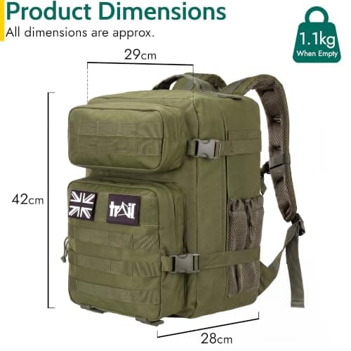 Trail Tactical Backpack, 30L, Green — view 6