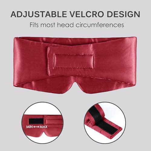 OLESILK 100% Natural Mulberry Silk Eye Mask for Sleeping, Large, Burgundy — view 6