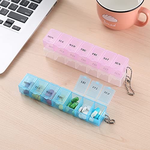 2 PCS Weekly Pill Organizer 7 Day Pill Box Organizer Medicine Box Tablet Dispenser Organiser Storage Case Portable Travel Pill Box Travel Medicine Organizer for Medication — view 5
