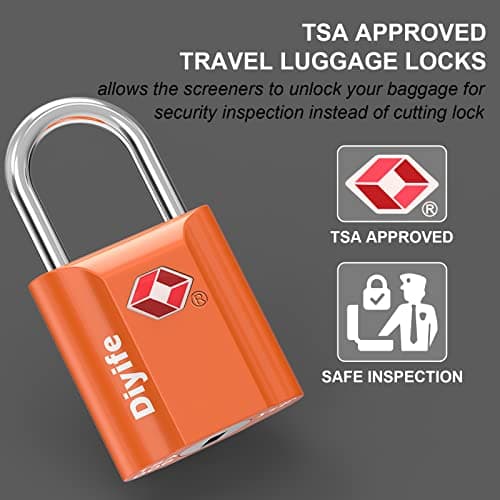 Diyife Heavy Duty Zinc Alloy Travel Locks - 2 Pack Small Suitcase Locks with 4 Keys (Orange) — view 2