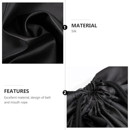 2pcs Black Satin Storage Bag, Double Drawstring Rope, Dustproof Pouch — view 3