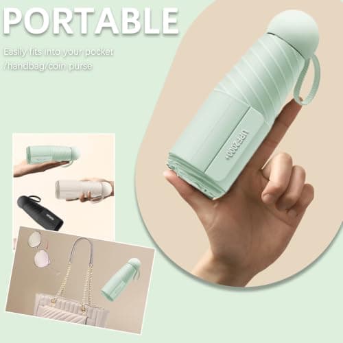 Mini Travel Folding Umbrella/7cm Wide Strap/Portable/UFP 50/Rain/women/kid — view 5