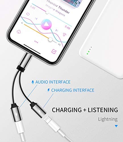 Lightning Headphone Charging Jack Adapter for iPhone (2in1) Car AUX Audio Headphone Converter for Apple Phone Dual Plug Splitter for iPad Plug with Charge Splitter for iPhone 14 Pro Max — view 2