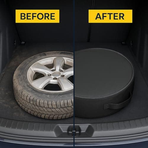 Car Spare Wheel Tyre Storage Bag - 65 cm Diameter - 23 cm Width - Waterproof Cover, Carry Handle, Anti-Slip Carpet-Grip Pads and Zip - Fits Space Saver Donut and Full-Size Wheels - UK Car Boot Storage — view 4