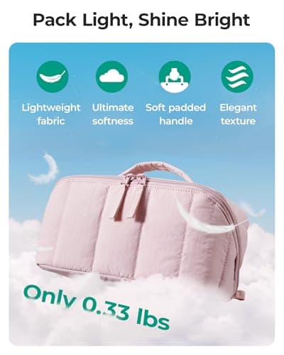 BAGSMART Travel Makeup Cosmetic Bag for Women, Flat Lay, with Clear Pocket — view 4
