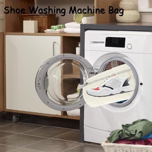 Suzmei Shoe Laundry Bag, Zipper Closure, Hand Brush Simulating Bristles, Reusable for Washing Machine and Dryer, 15.4 x 7.5 x 7.5 inches, Suitable for Tennis, Sports, Casual, Canvas Shoes（2PCS White） — view 3