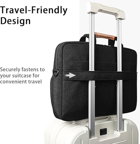 DOMISO 18 inch Laptop Bag Case Sleeve,Waterproof Business Briefcase Messenger Shoulder Bag for Lenovo LG Acer HP Dell MSI Alienware,Black — view 5