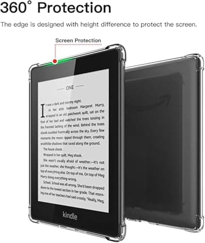 Clear Soft Flexible Compatible With 7 Inch Kindle Paperwhite 12th Gen 2024 Case and Kindle Colorsoft,Ultra Slim TPU Back Cover,Reinforced Edge Corners Scratch-Proof Lightweight (High transparency) — view 2