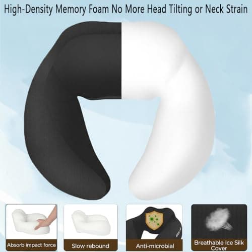 Romon U Shaped Travel Pillow,Travel Memory Foam Pillow,360° Ergonomic Support,Adjustable Lanyard,Hard Case For Airplane Car Train Black — view 4