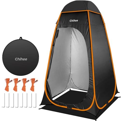 Chihee Outdoor Privacy Shelter Pop Up Camping Bathroom Tent Pod Portable Changing Tent 1 Room Instant Camp Toilet Stall Shower Tent Dressing Room Foldable with Cover Floor Carry Bag (Black)